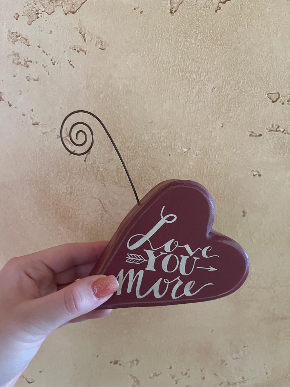 Love You More Heart Photo Clip - Red Home Wall Accent